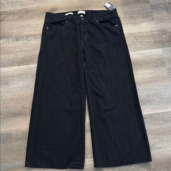 Women's Black Wide-Leg Jeans Mid RISE BLACK SIZE 17 R - Picture 1 of 6